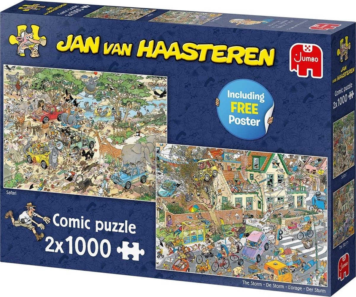 Jan van Haasteren Safari en The Storm puzzel 2x1000 stuks Koning